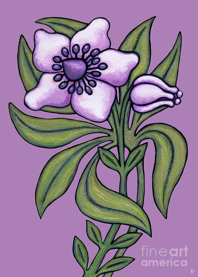 Fleur Nouveau Nadeleine. Vintage Vibes, Purple. Painting by Amy E Fraser