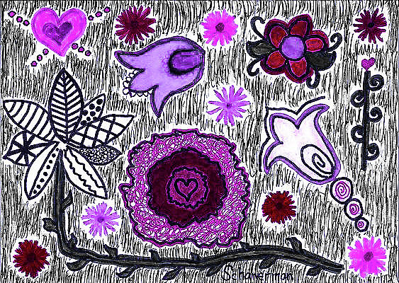 Fleurs A La Mode Drawing by Susan Schanerman