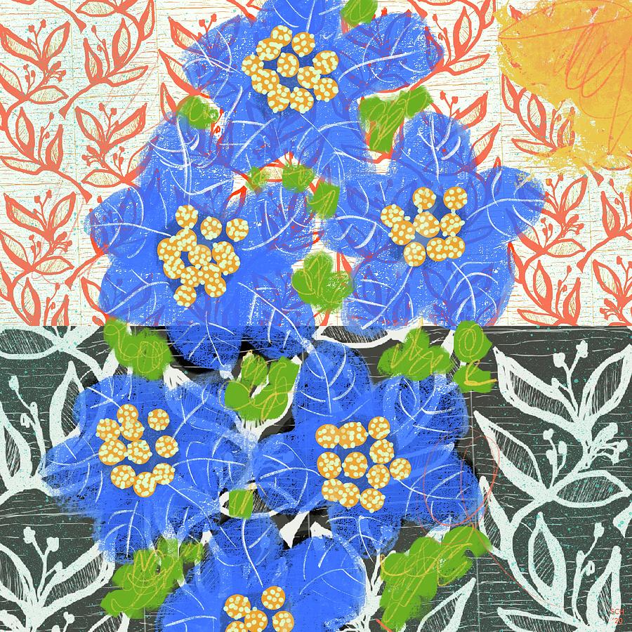 Fleurs Bleues Digital Art by Steve Hayhurst