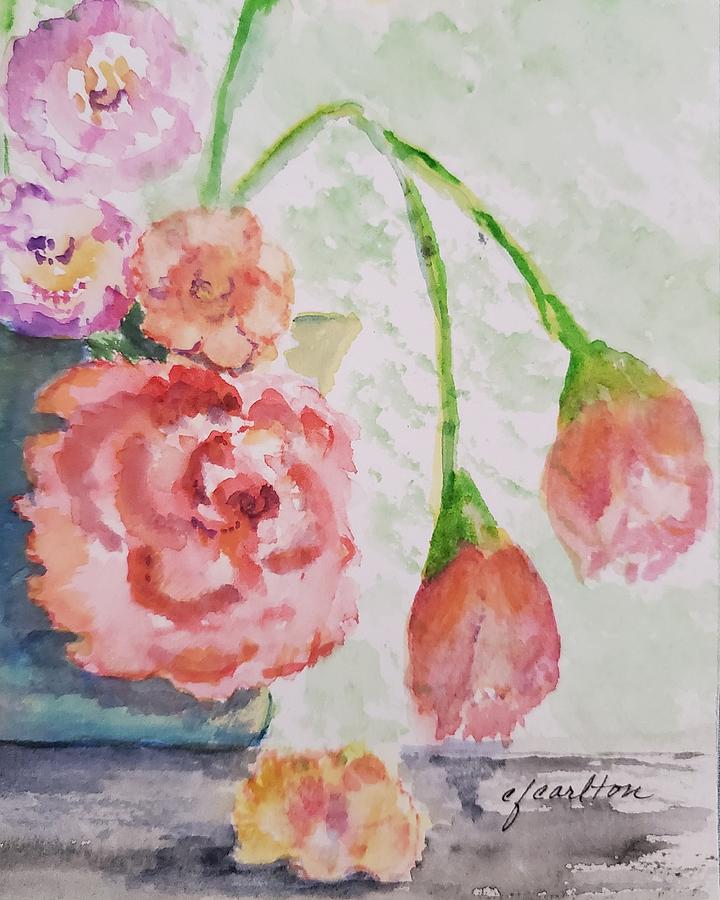 Fleurs Painting by Claudette Carlton