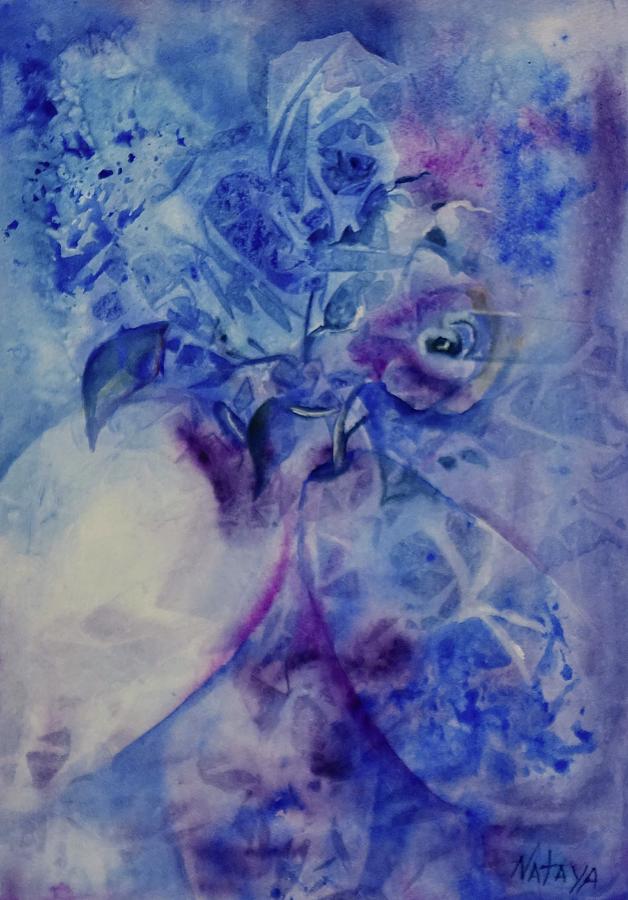 Fleurs En Bleu Painting by Nataya Crow