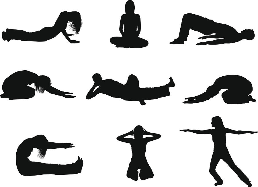 Flexible men and women in yoga positions Drawing by 4x6