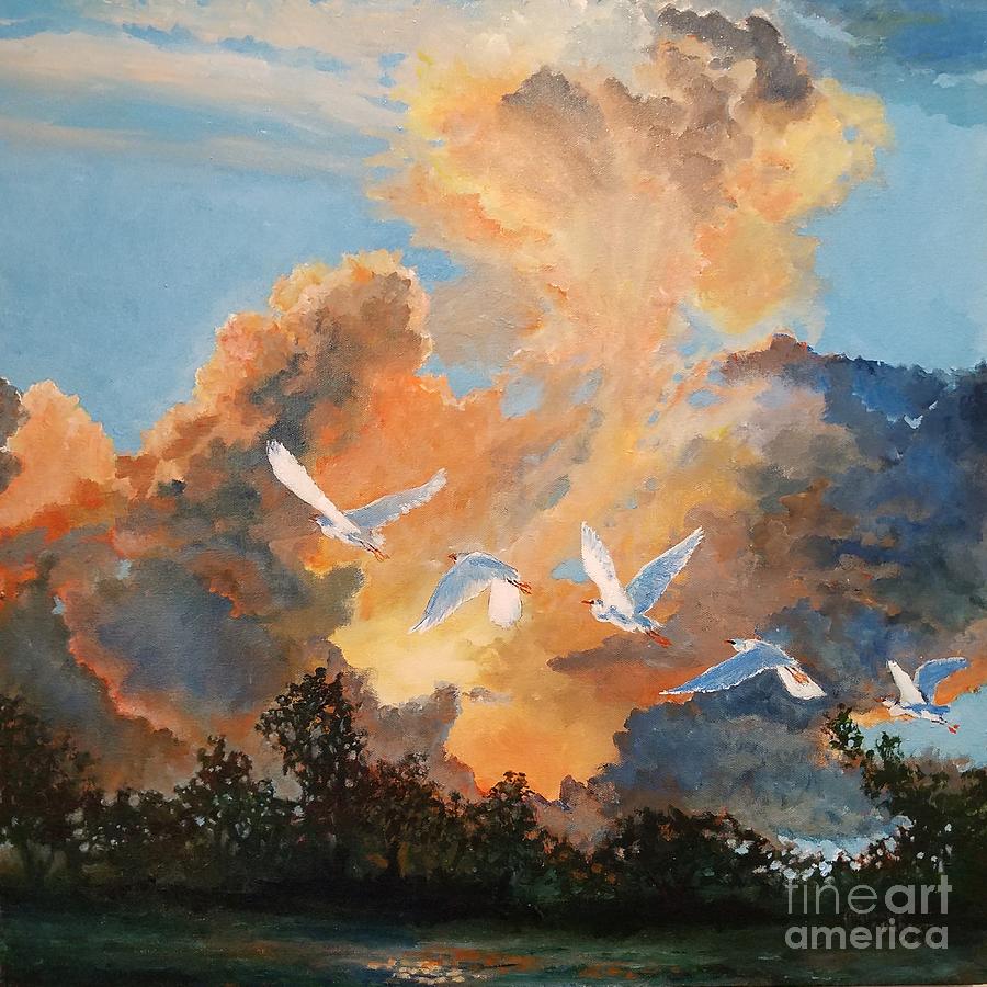 Flight before the storm Painting by Merana Cadorette