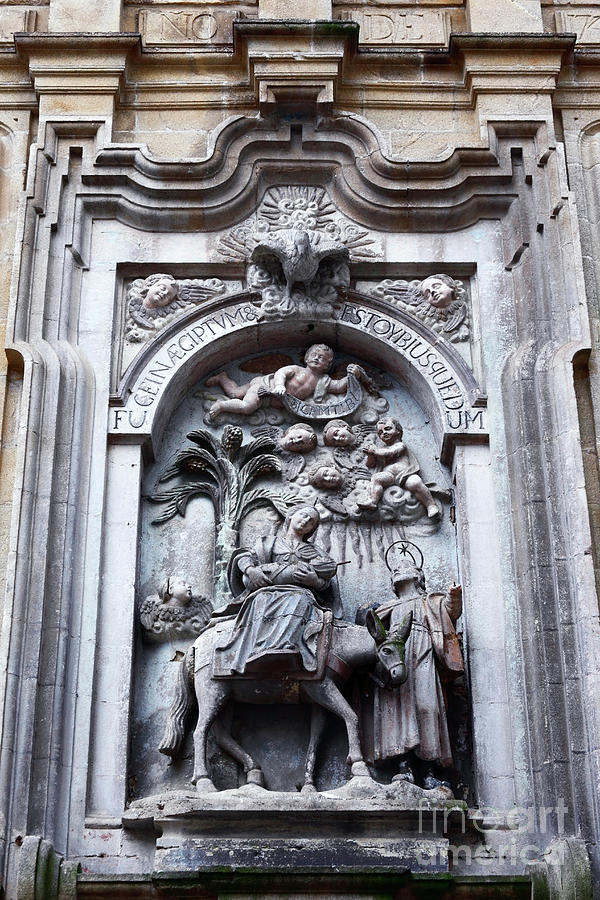 Architecture Photograph - Flight into Egypt stone carving by James Brunker