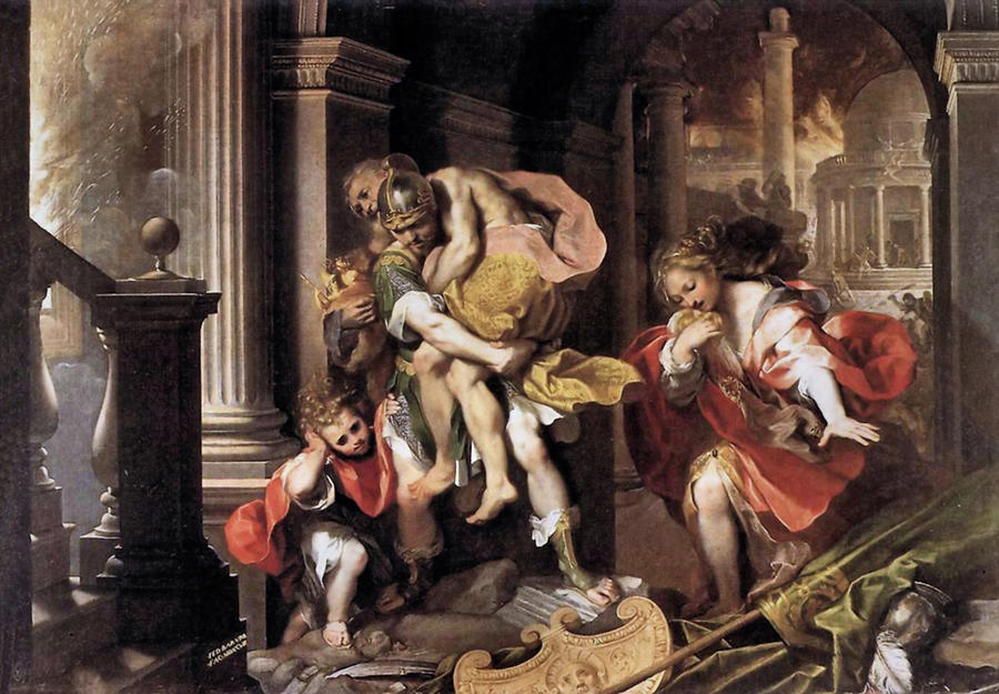 Flight of Aeneas from Troy Painting by Frederico Barocci