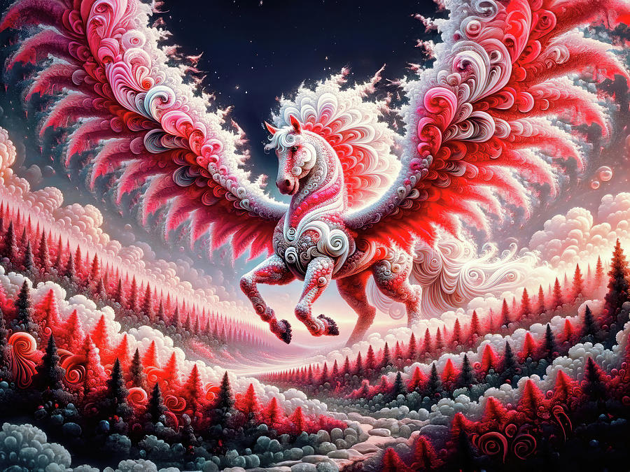 Majestic Creature Digital Art - Flight of the Celestial Pegasus by Bill and Linda Tiepelman