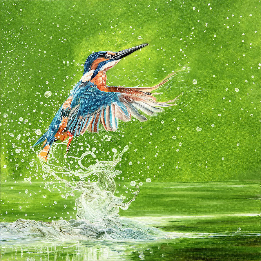 Kingfisher Painting - Flight of the Kingfisher by Wildlife and Nature