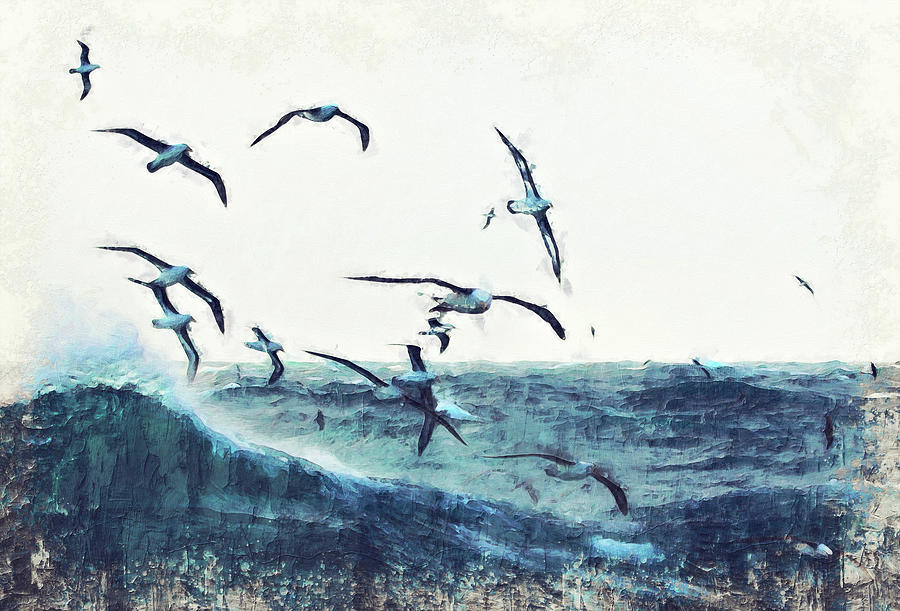 Flight of the Seagulls Painting by AM FineArtPrints