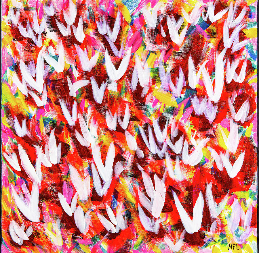Flight Of The White Doves - Colorful Abstract Contemporary Acrylic Painting Digital Art by Sambel Pedes
