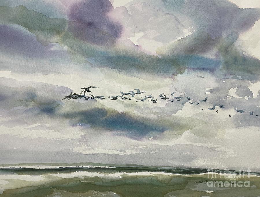 Flight over the ocean Painting by Julianne Felton