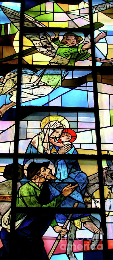 Flight to Egypt  Stained Glass Windows Saint Michaels Church Buffalo NY Photograph by Rose Santuci-Sofranko