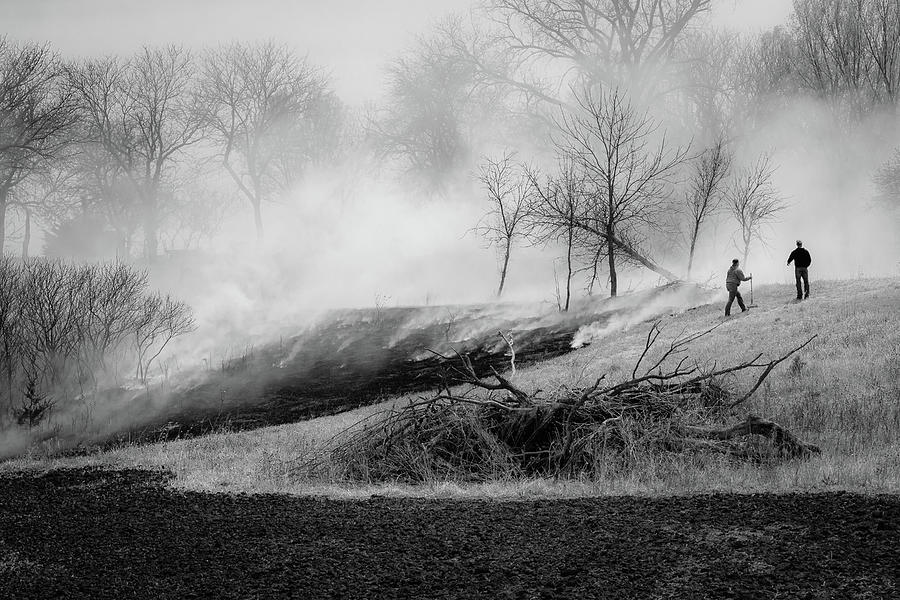 Spring Photograph - Flint Hills Burn by Steven Bateson