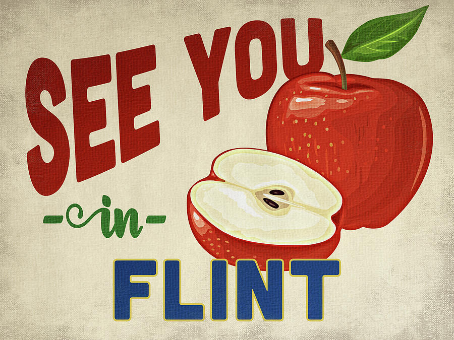 Flint Michigan Apple - Vintage Digital Art by Flo Karp