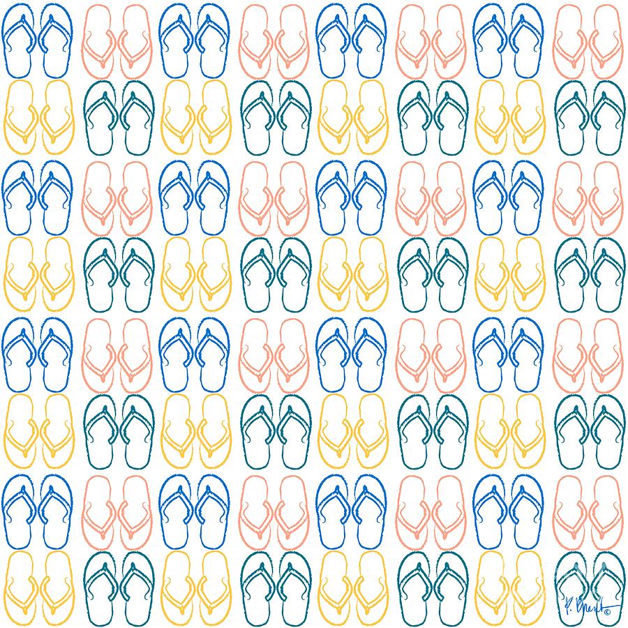 Flip Flop Outlines Painting By Paul Brent Pixels   Flip Flop Outlines Paul Brent 