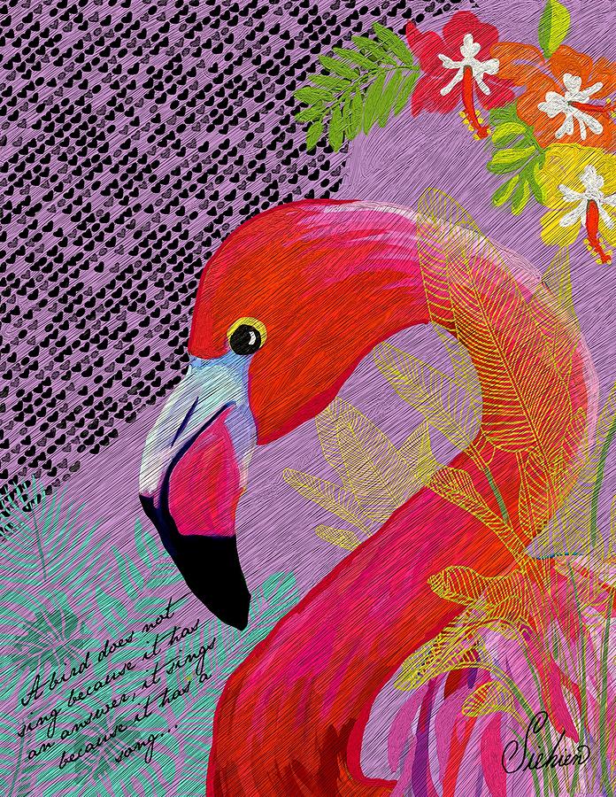 Shell Mixed Media - Flippin Flamingo by Patti Siehien