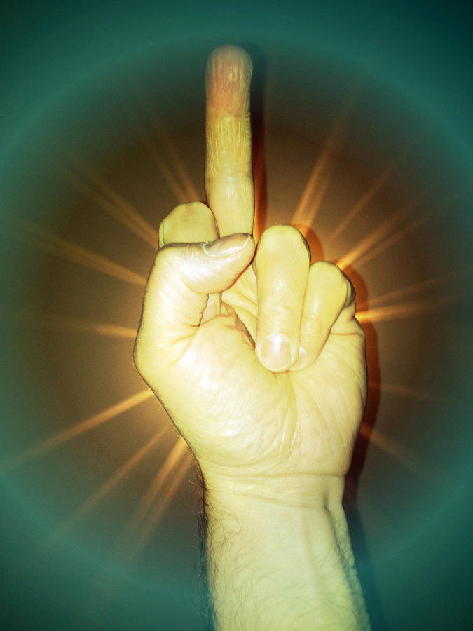 Flipping off middle finger Photograph by Daniel Sambraus