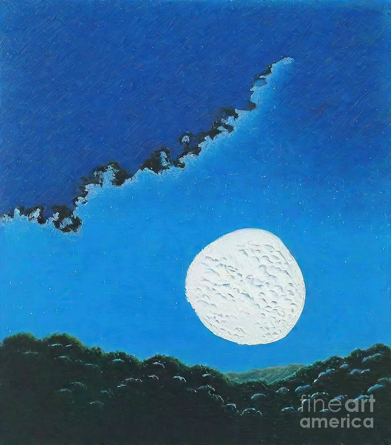 Abstract Painting - Float a moon Painting blue nightscape kimseunghwan senghwankim m by N Akkash