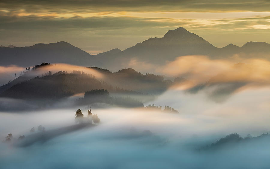 Mountain Photograph - Floating church by Piotr Skrzypiec