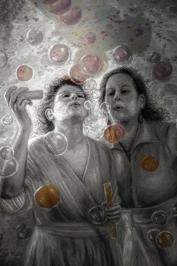 Sometimes  Friends can Burst Your Bubble Mixed Media by Dennis Baswell