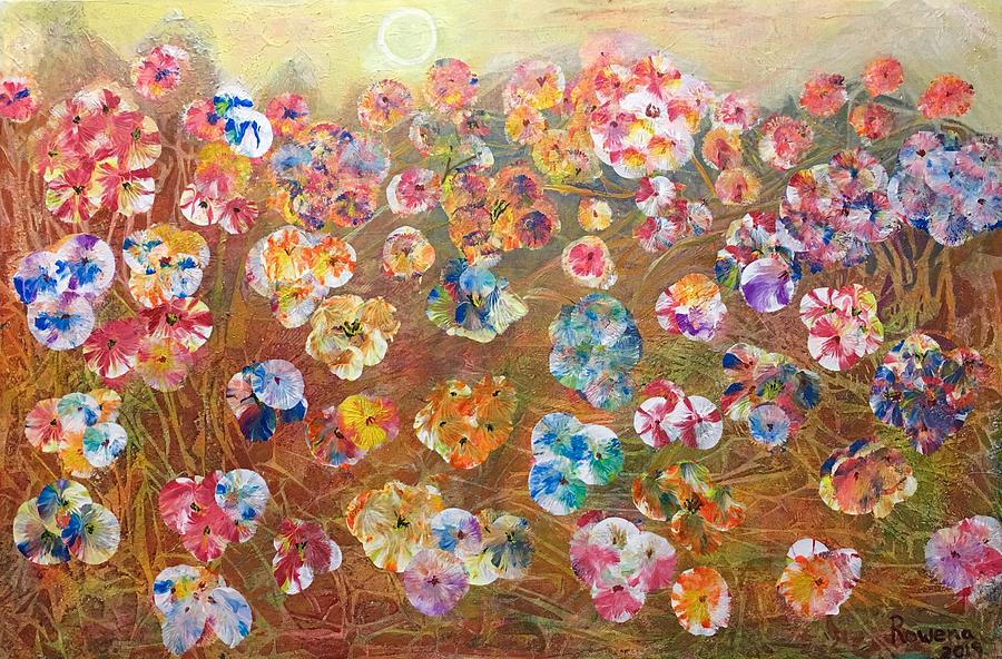 Floating Flowers Painting by Rowena Rizo-Patron