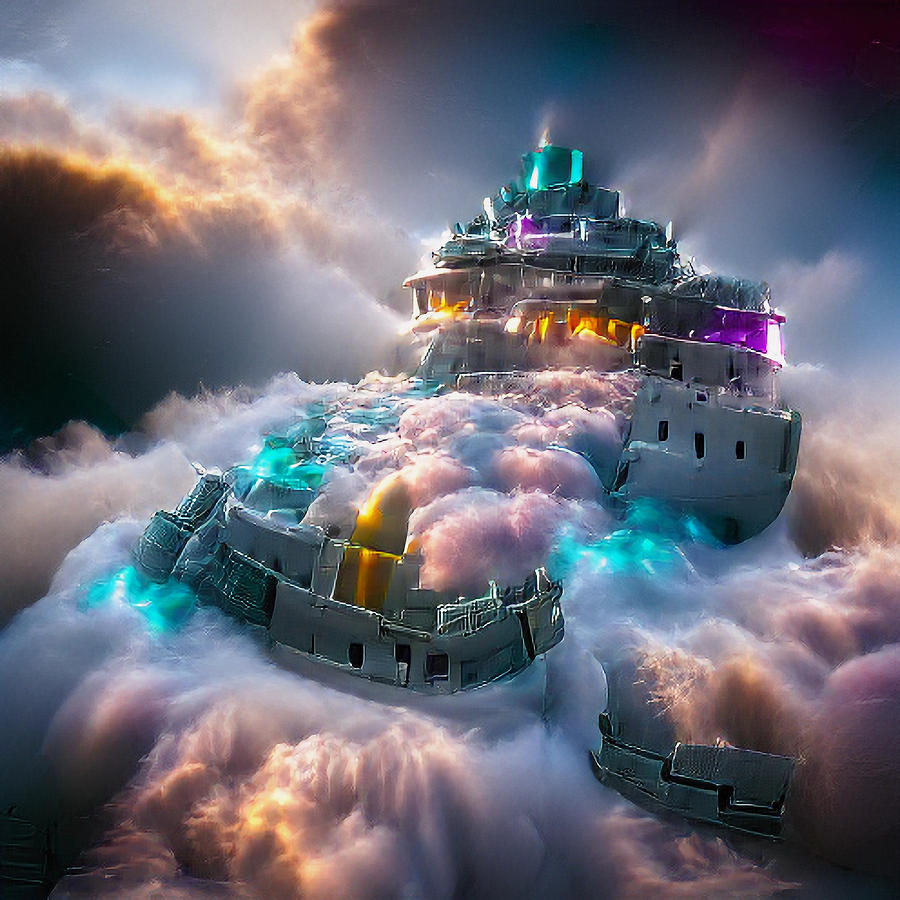 Floating Fortress 2 Digital Art by Michael Pink - Pixels