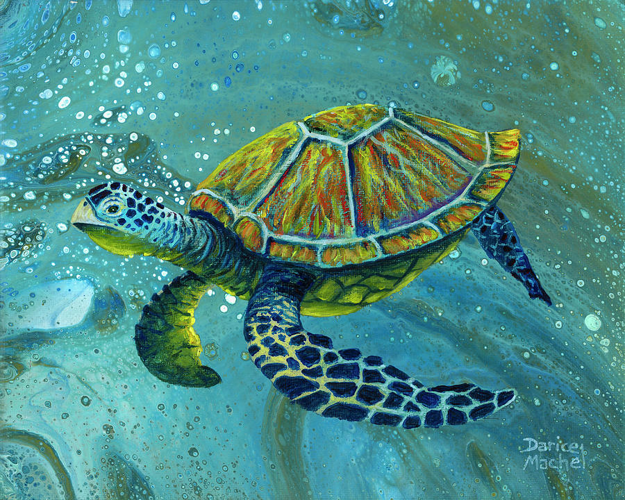 Floating Honu Painting by Darice Machel McGuire