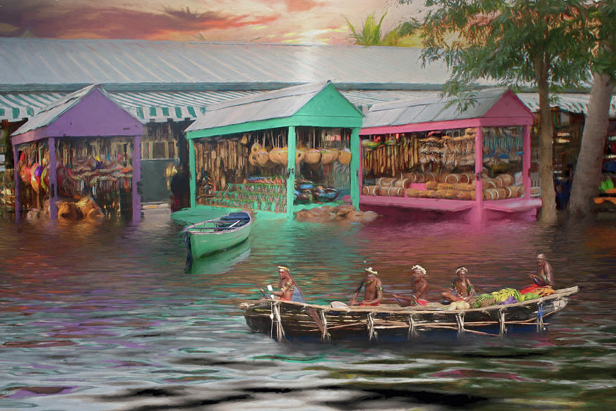 Floating Market Mixed Media by Alison Frank