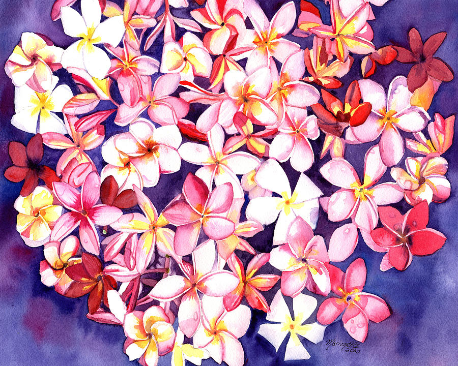 Floating Plumeria Painting by Marionette Taboniar