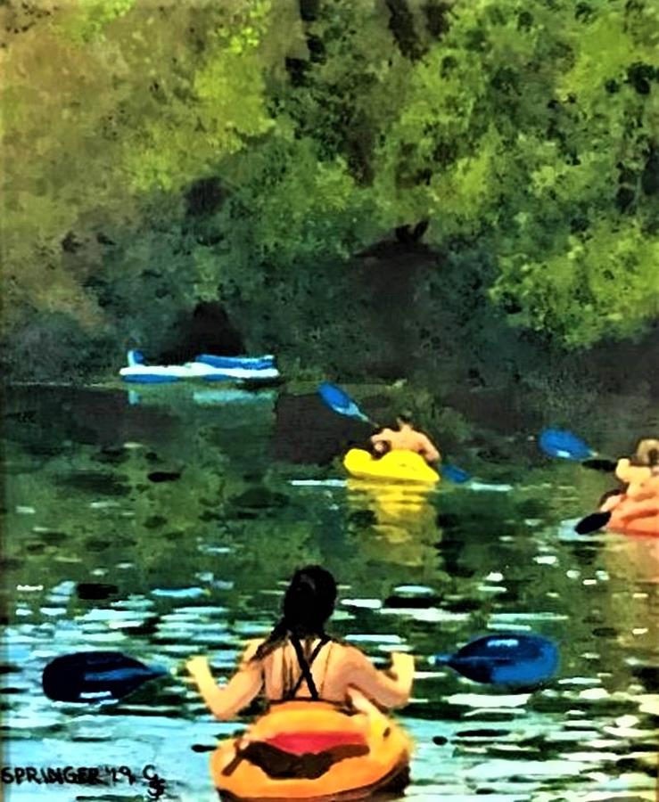 Floating the San Marcos River Painting by Gary Springer