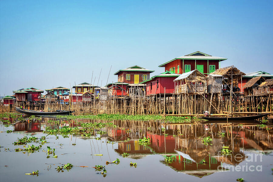 Floating village, Inle lake, Myanmar Photograph by Delphimages Photo Creations