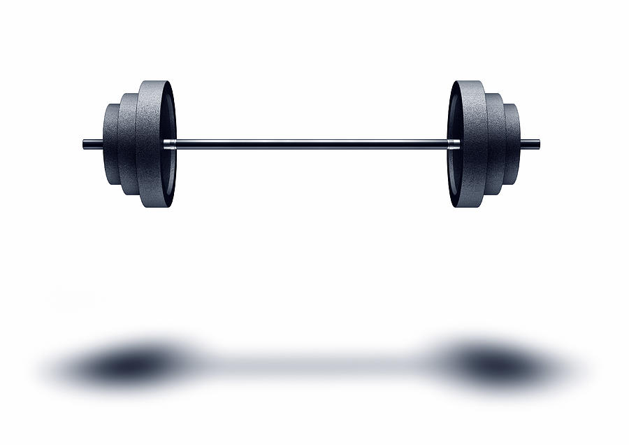 Floating Weight, Barbell On White Background Drawing by Artpartner-images