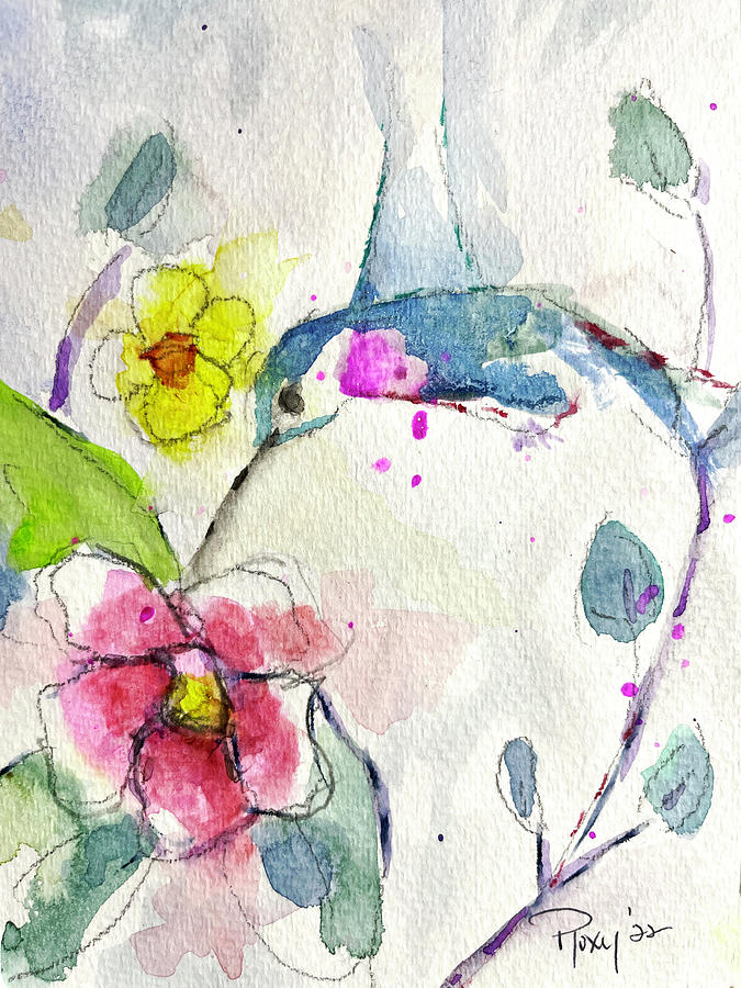 Floaty Hummingbird 2 Painting by Roxy Rich