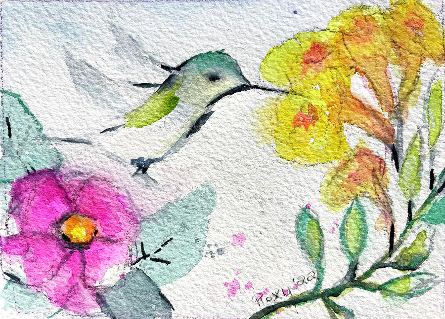 Floaty Hummingbird 3 Painting by Roxy Rich