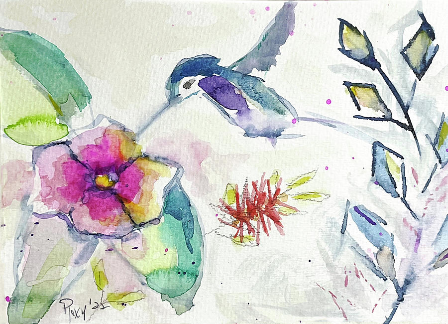 Floaty Hummingbird Painting by Roxy Rich