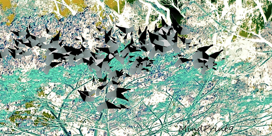 Flock of Birds Digital Art by Asok Mukhopadhyay