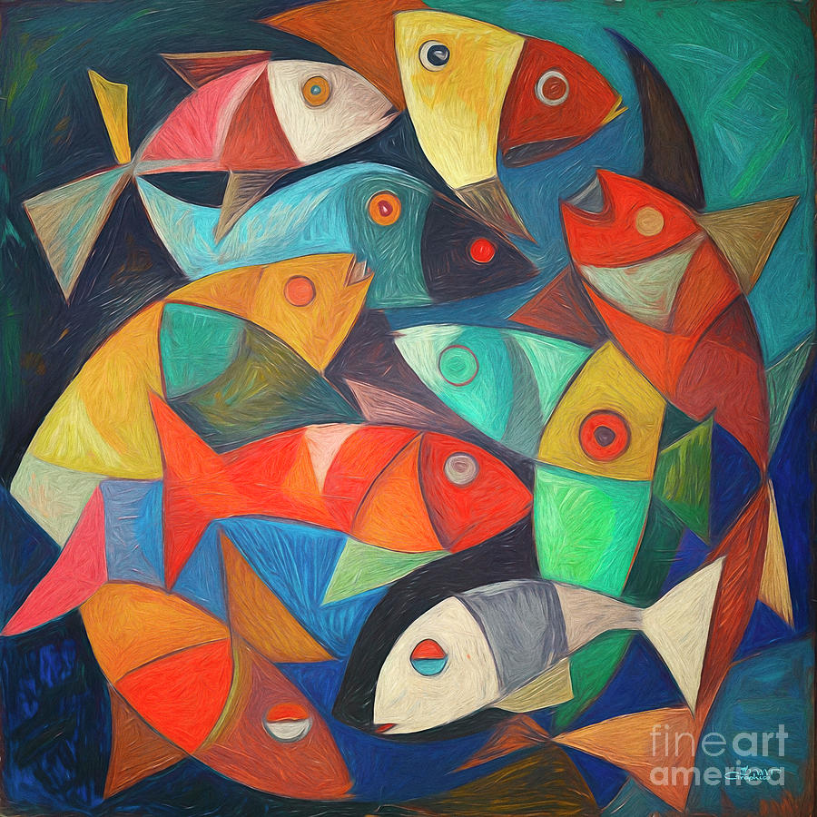 Flock of Fish Digital Art by Jutta Maria Pusl