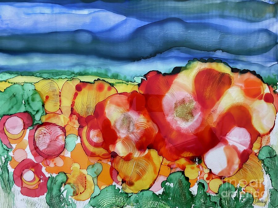 Flock of flowers Painting by Shelley Myers