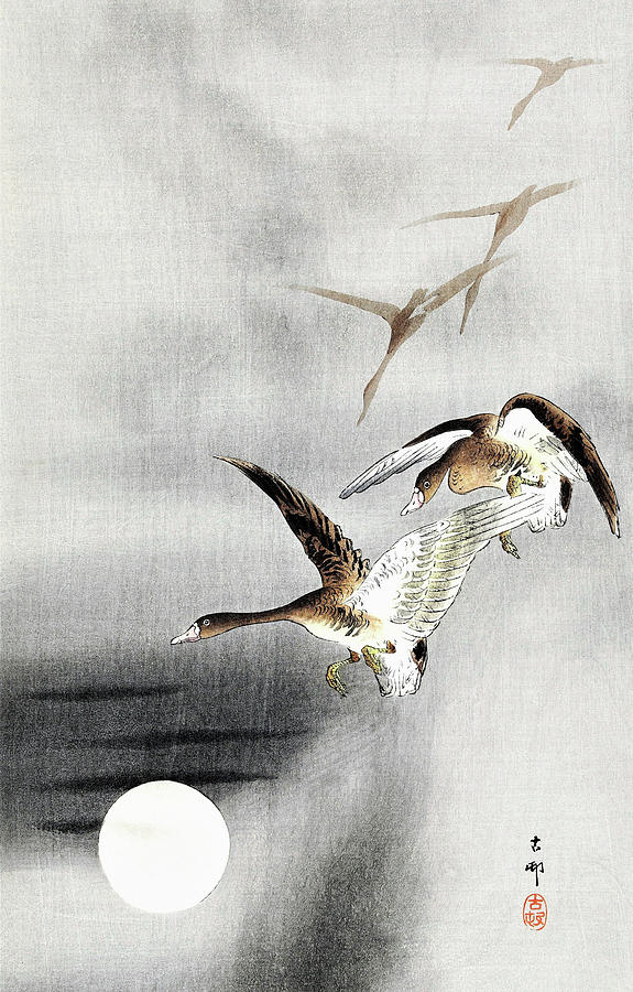 Goose Painting - Flock of Geese - Digital Remastered Edition by Ohara Koson