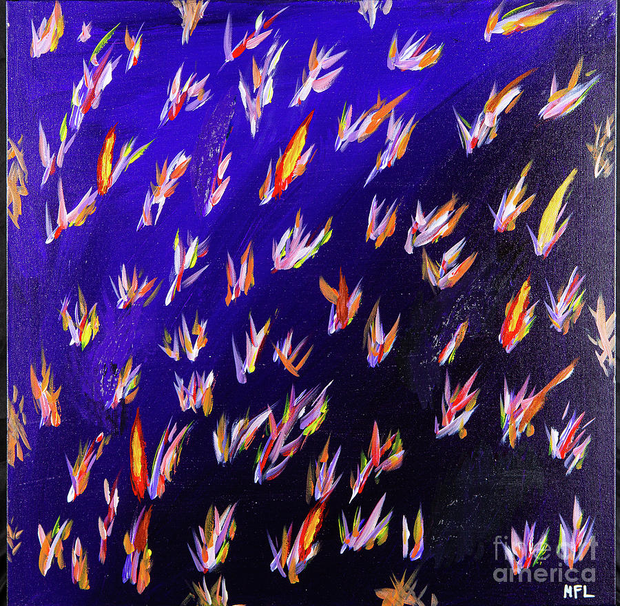 Flocking Birds of Paradise - Colorful Abstract Contemporary Acrylic Painting Digital Art by Sambel Pedes