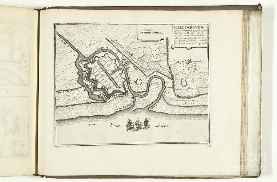 Floor plan of the Dunamunde fort near Riga, anonymous, 1735 Painting by ...