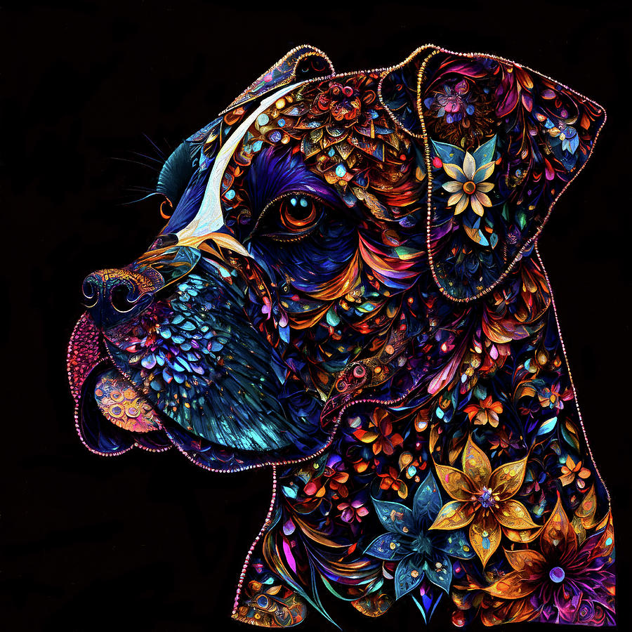 Flora the Boxer Dog Digital Art by Peggy Collins