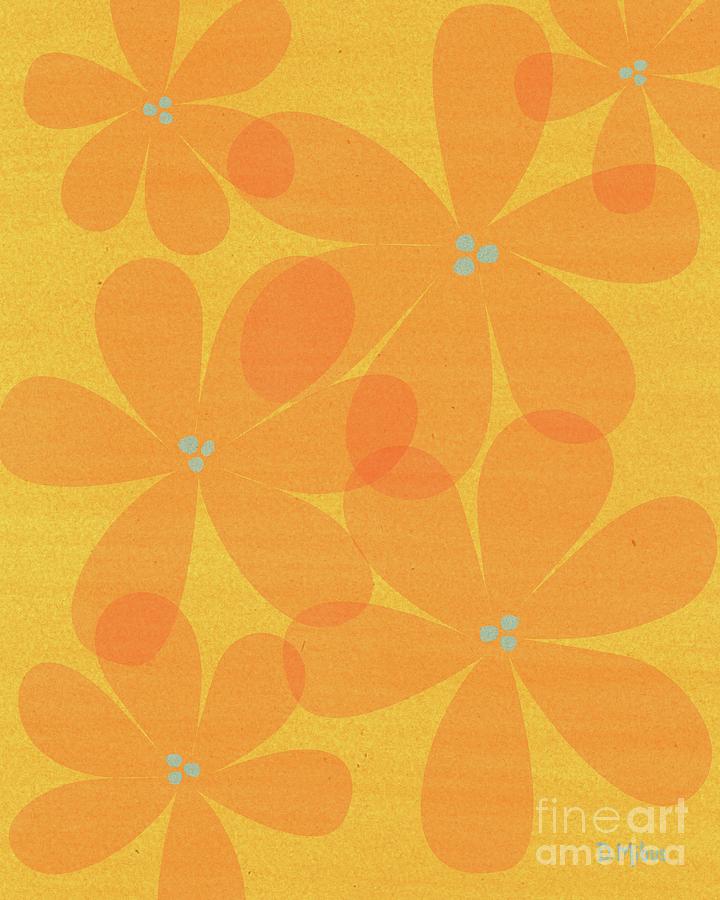 Floral Abstract in Yellow Orange Mixed Media by Donna Mibus