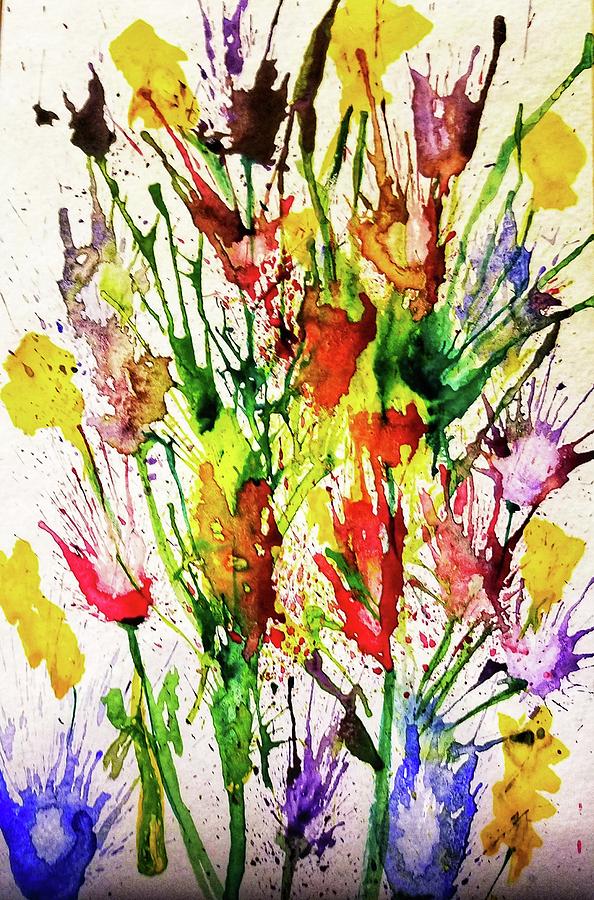 Floral Abstract Painting by Shady Lane Studios-Karen Howard