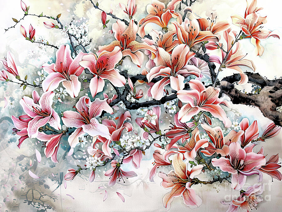 Floral Art  ..japanese Influence  1 Digital Art