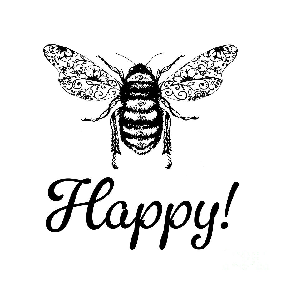 Floral Bee Happy Digital Art by Jean Plout