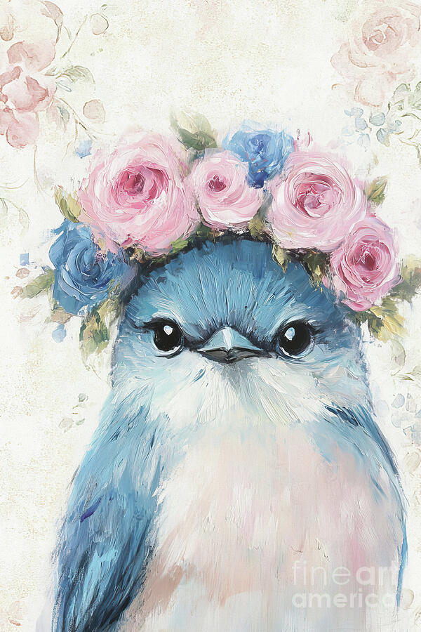 Floral Bluebird Painting by Tina LeCour Floral Bluebird Painting by Tina LeCour
