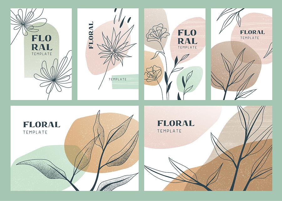 Floral boho templates Drawing by Miakievy