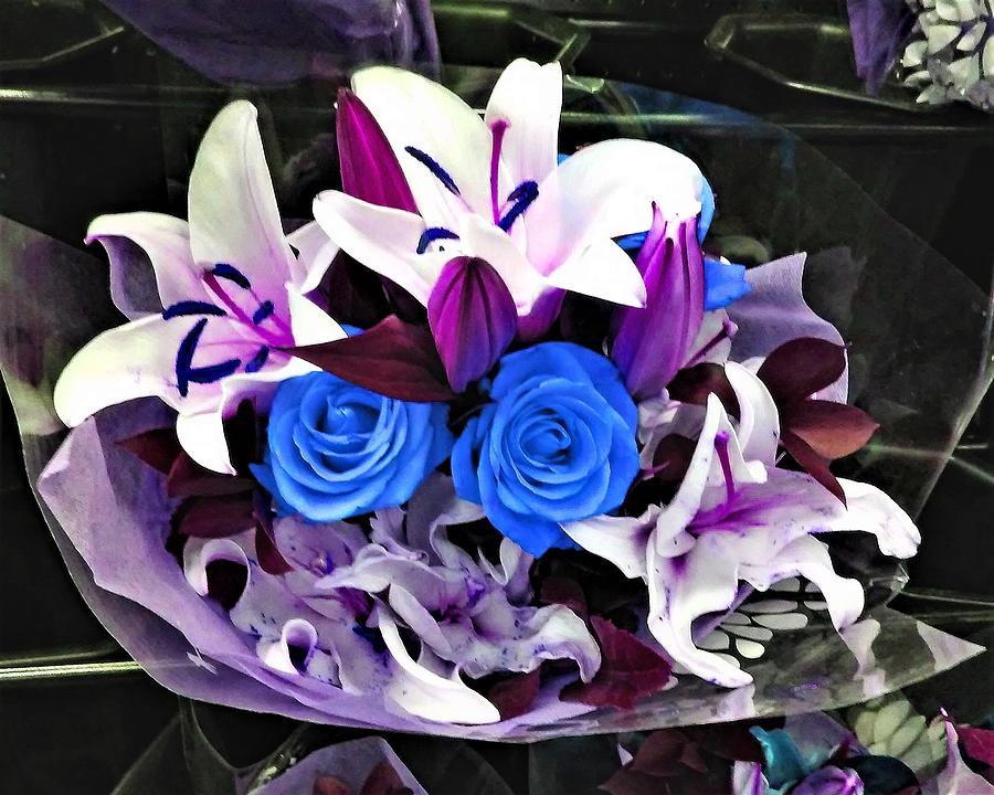 Floral Bouquet Blue Roses Photograph by Andrew Lawrence