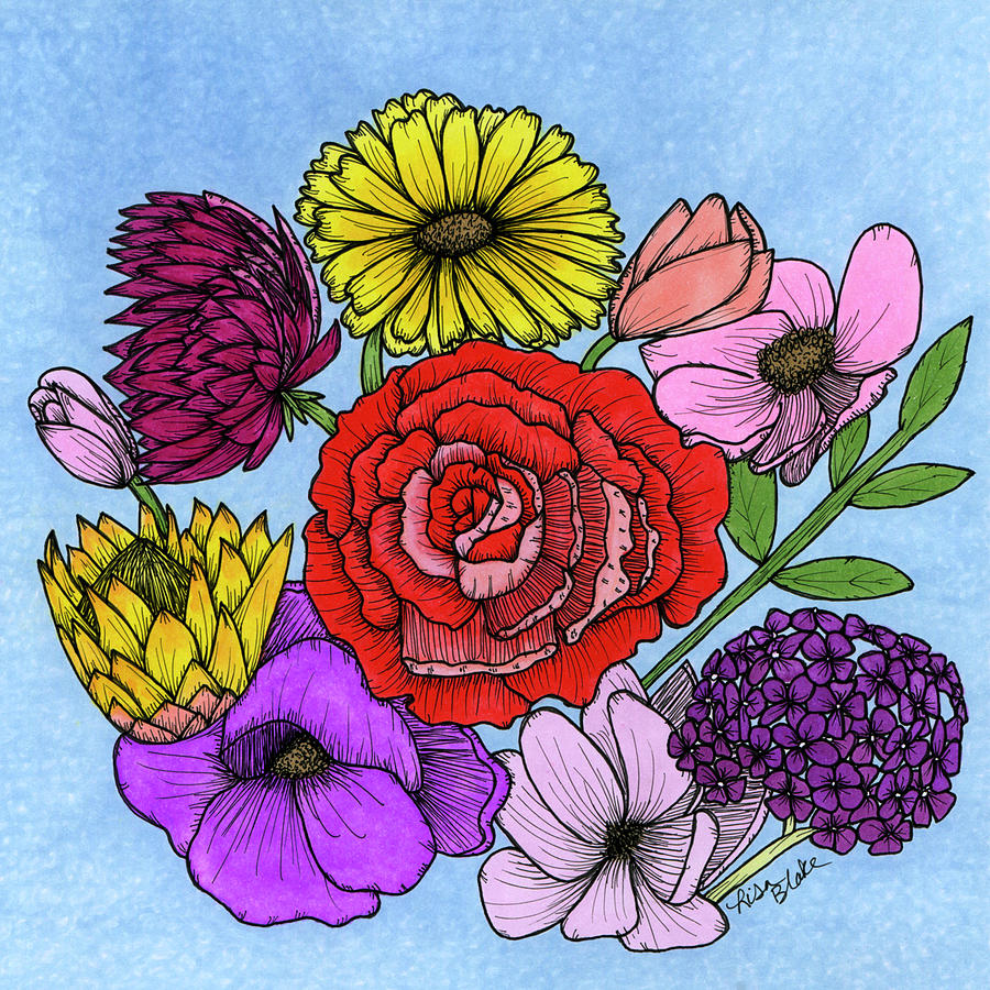 Floral Bouquet Drawing by Lisa Blake