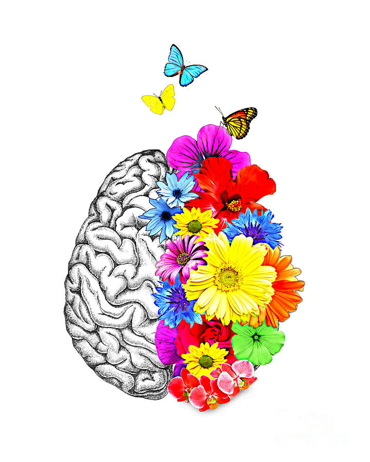 Flower Digital Art - Floral brain by Madame Memento